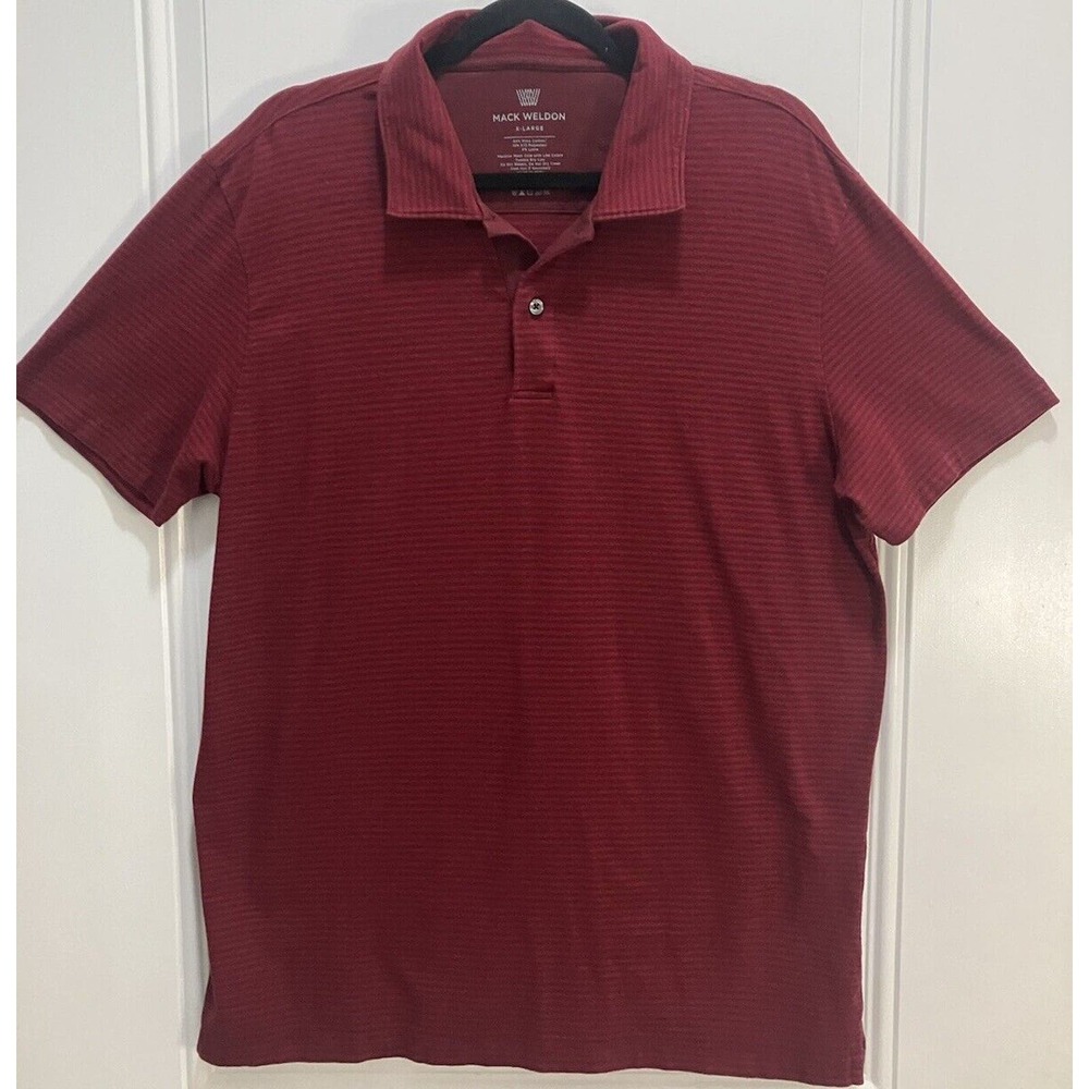 MACK WELDON Men's Red Striped Short Sleeve Polo Shirt Size Extra Large